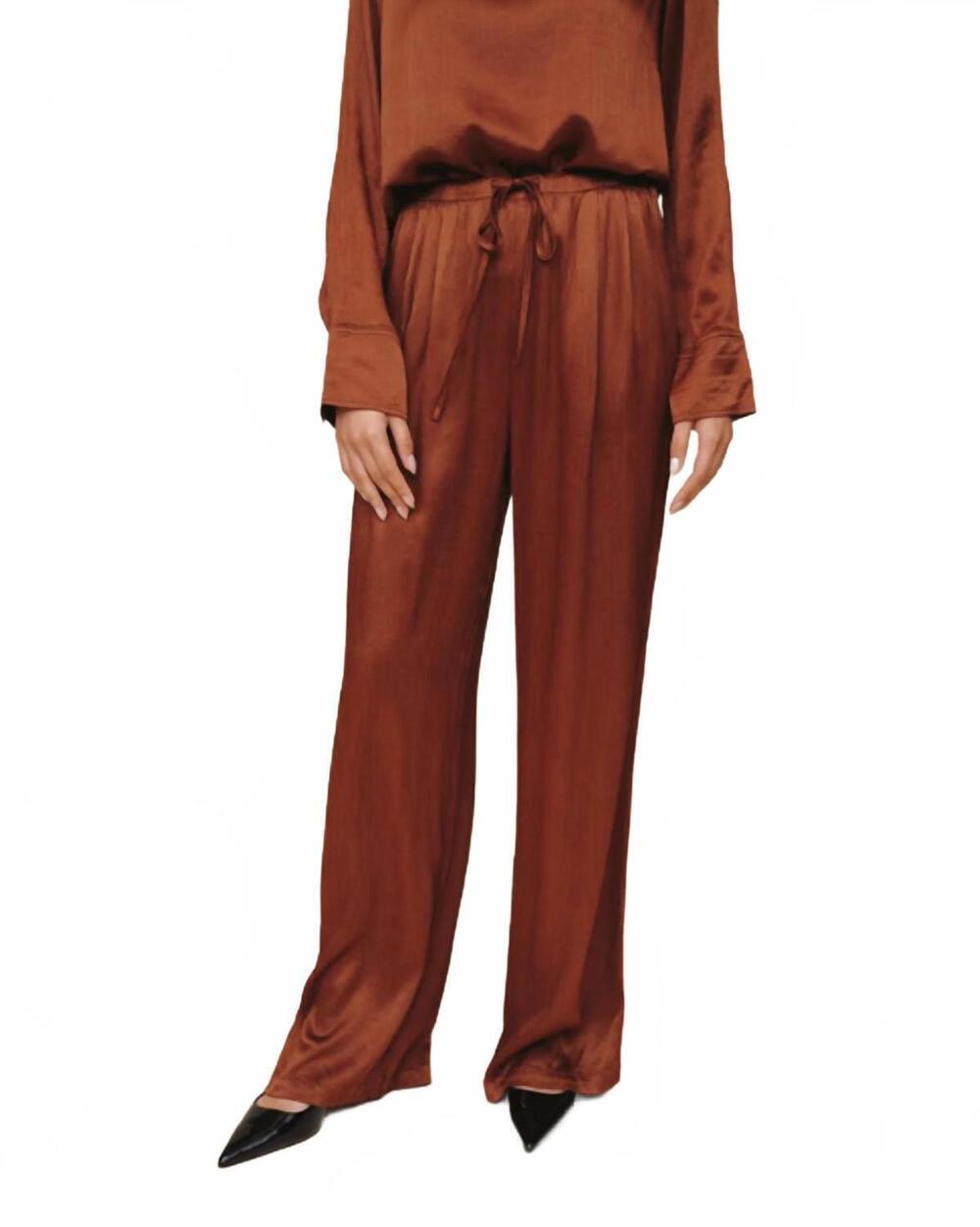 NEW BELLA DAHL easy pleated wide leg pants in molten bronze - Picture 5 of 5